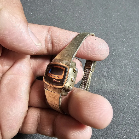 Hamilton Quartz 10K R.G.P. Digital Watch Not Working For PARTS/REPAIR No Back - Picture 3 of 10